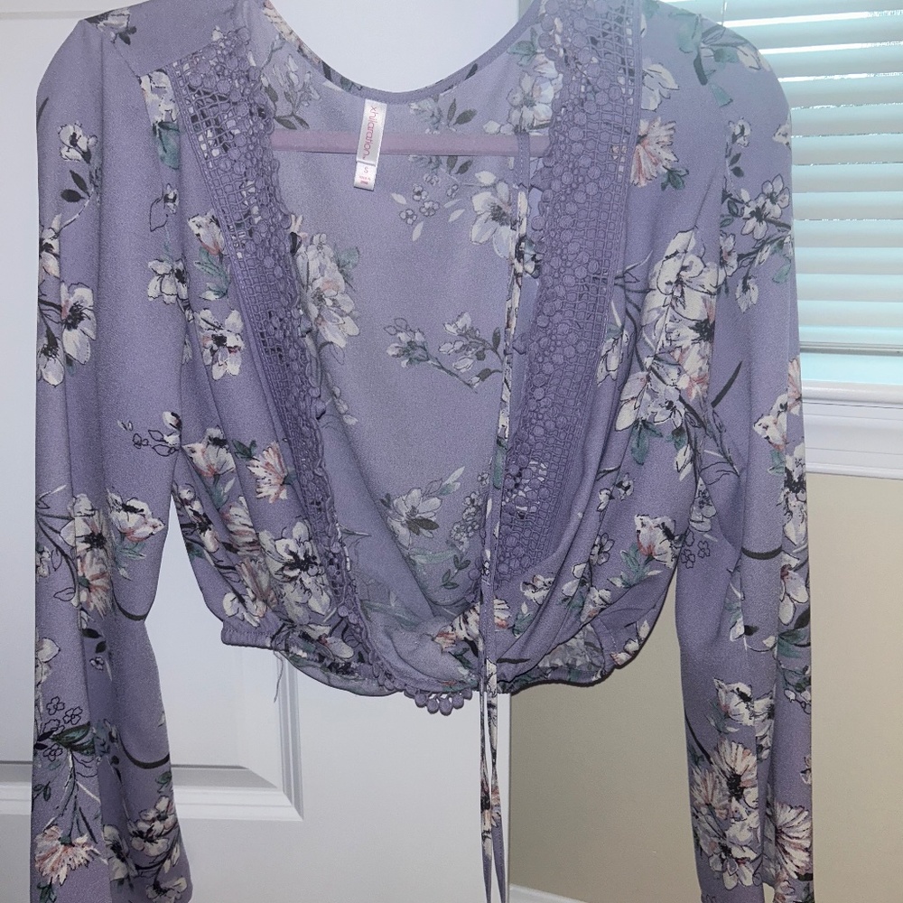 Purple Tie Up Blouse
